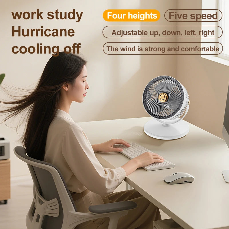 Wireless Fan Height Adjustable Outdoor Travel Camping Long Endurance USB Charging Portable Student Dormitory High Wind Power