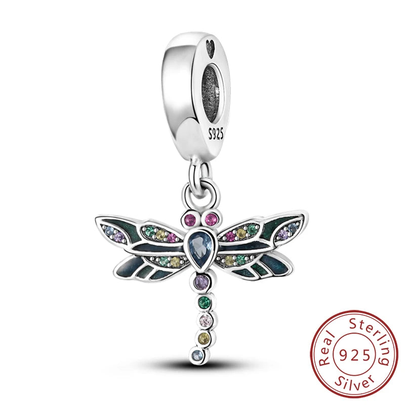Original 925 Sterling Silver Charm Beads Glowing Luminous Firefly Butterfly Pendant for Bracelet Charm Jewelry