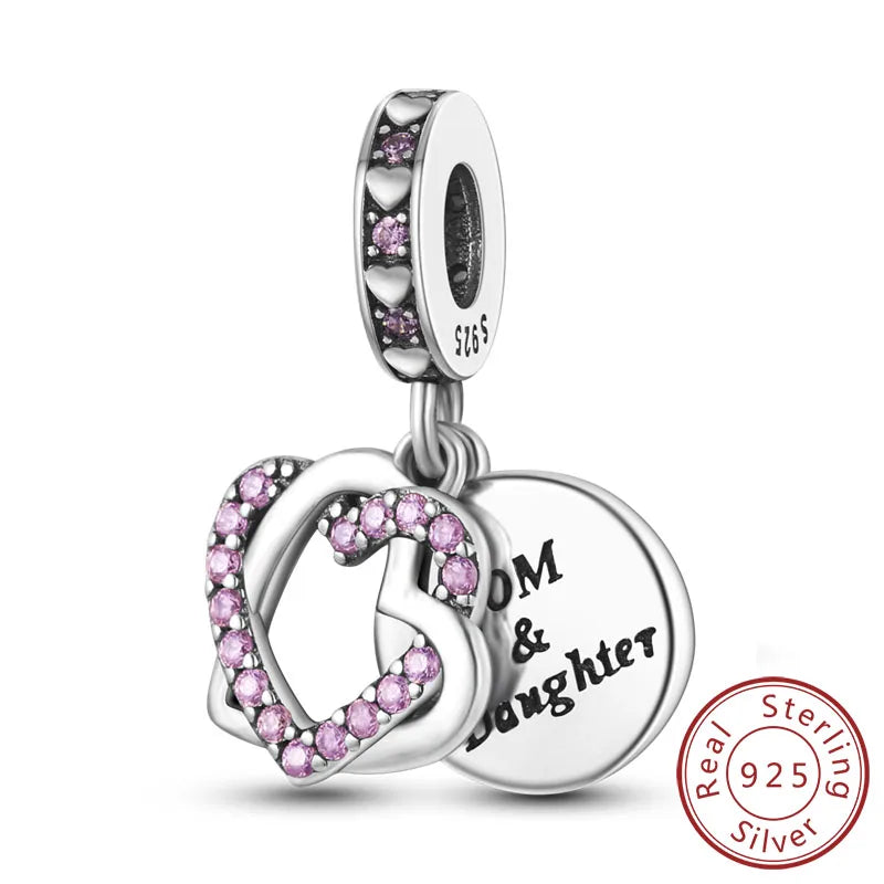 925 Sterling Silve Charms Beads Forever Love Heart Sister Family Life Charms Dangle For Bracelet Woman Jewelry Gifts