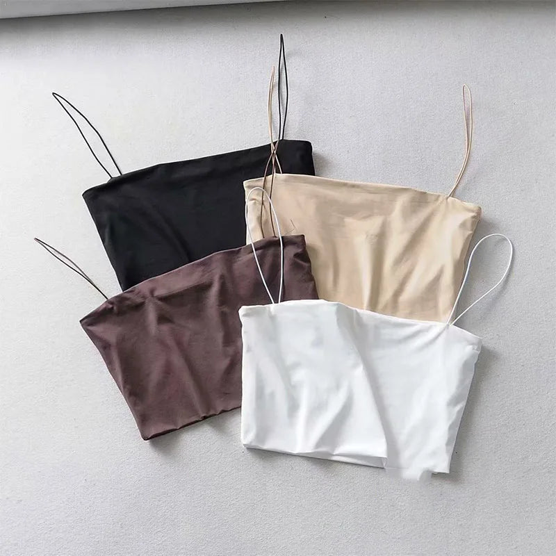 Summer Women's Crop Top Sexy Elastic Cotton Camis sleeveless Short Tank Top Bar