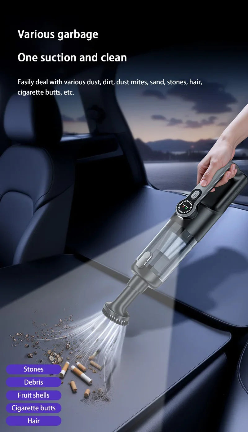 Wireless Car Vacuum Cleaner – 17000Pa Handheld Cordless Vacuum with One-Button Dust Dump
