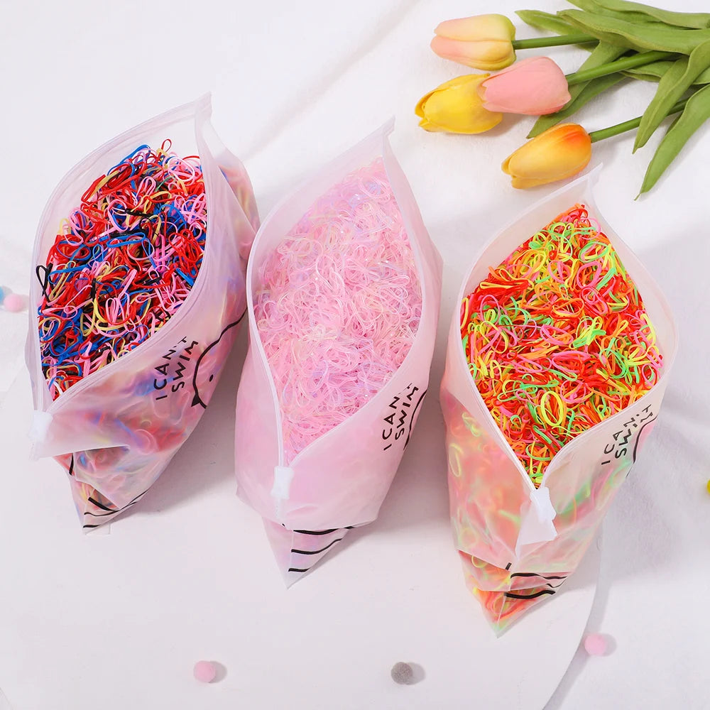 Bulk Colorful Disposable Elastic Hair Ties Set