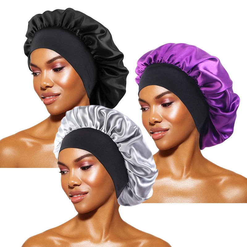 Wide-Brimmed Satin Sleep Bonnet – Hair Care Night Cap