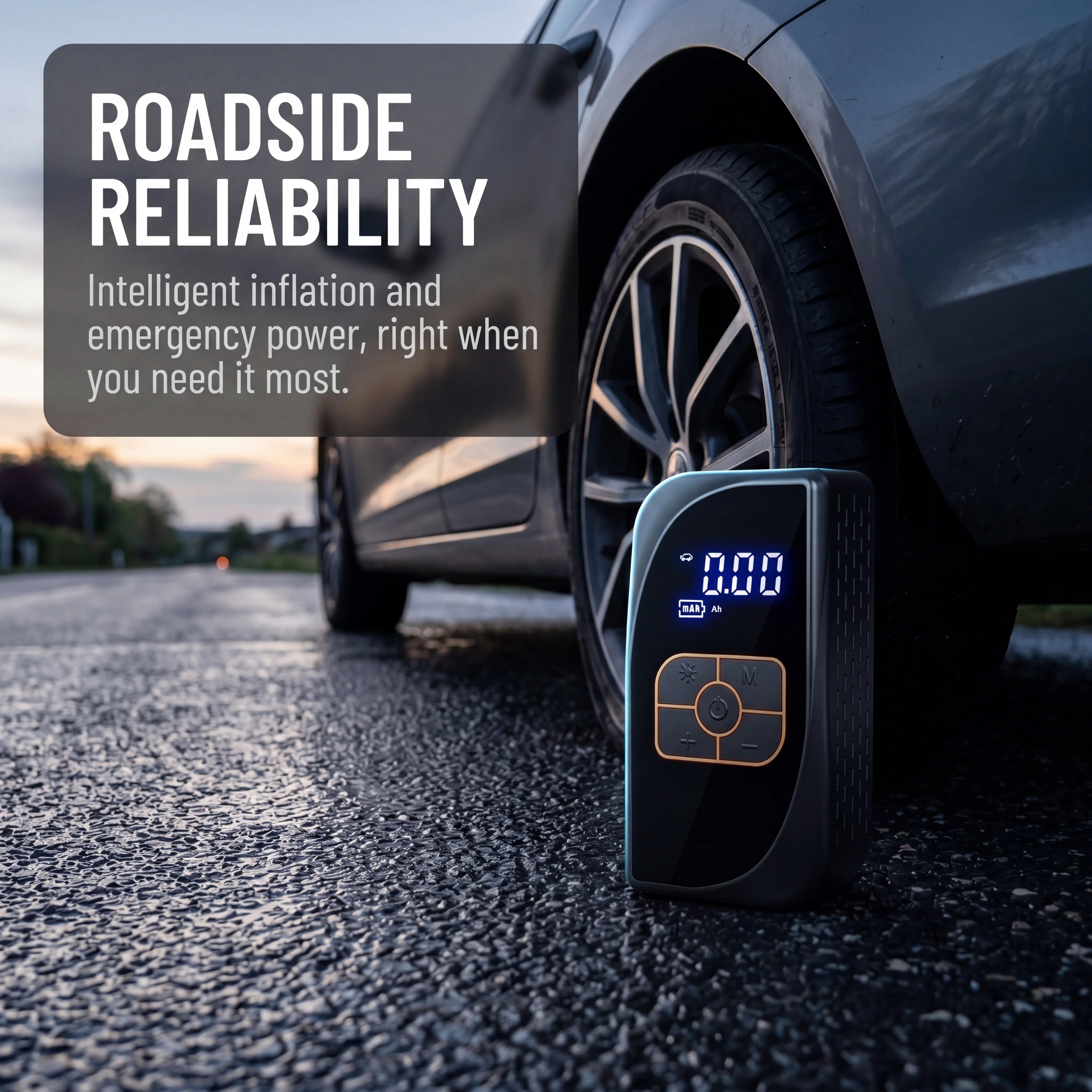 Car Tire Inflator Portable Air Pump 150PSI 4500mAh Battery Power Bank Dual Charge DC12V Type-C LED SOS Light