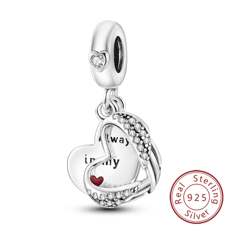 925 Sterling Silve Charms Beads Forever Love Heart Sister Family Life Charms Dangle For Bracelet Woman Jewelry Gifts