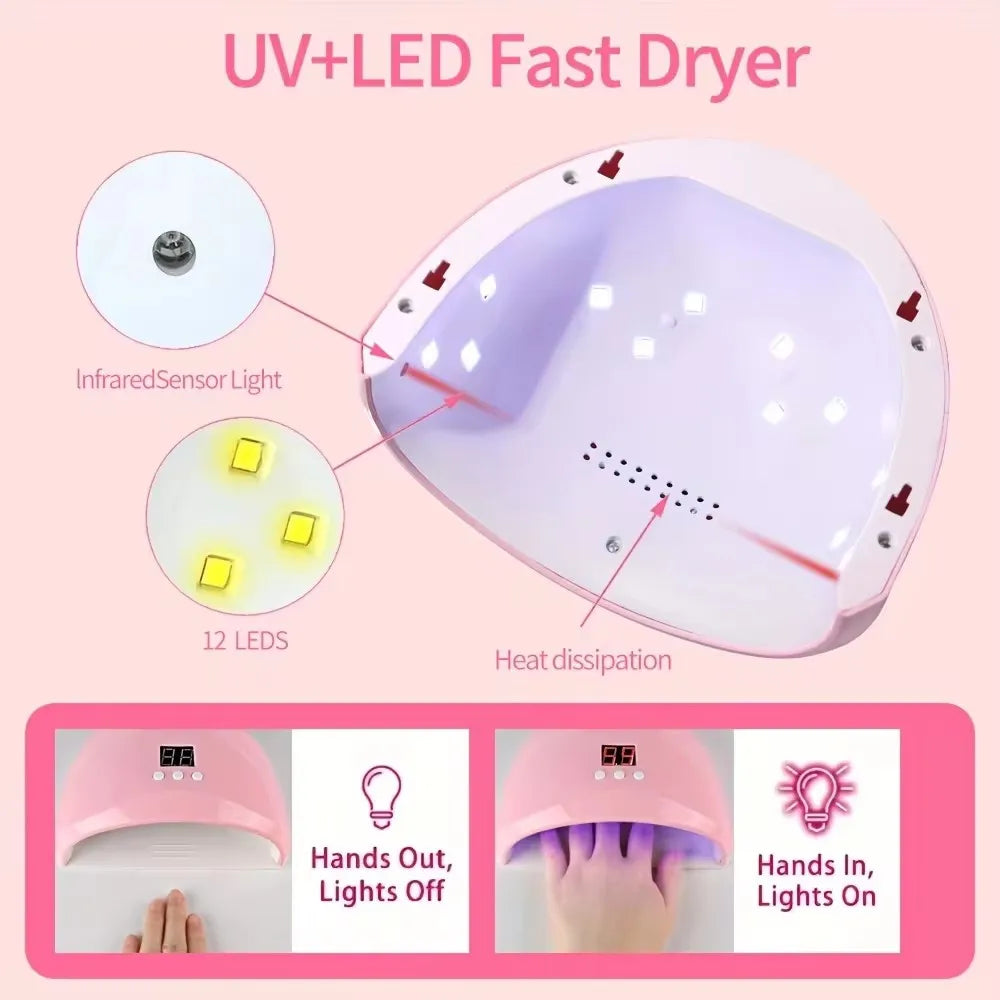 LINMANDA Acrylic Nail Starter Kit with UV/LED Lamp & Electric Drill