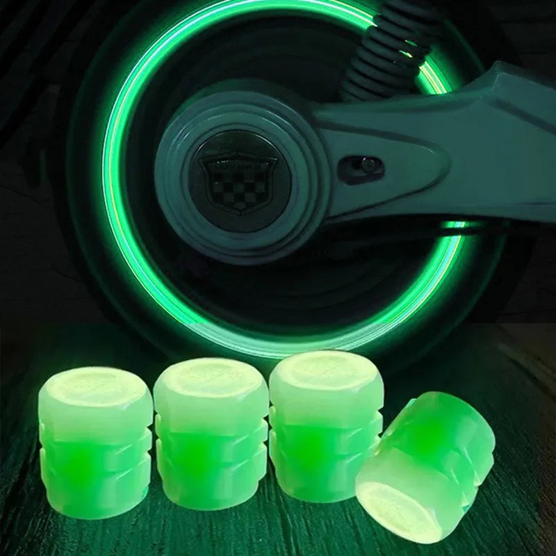 Fluorescent Night-Glowing Car & Bike Tire Valve Caps