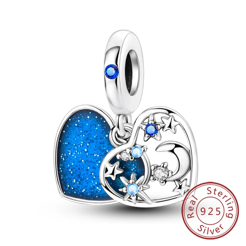 925 Sterling Silve Charms Beads Forever Love Heart Sister Family Life Charms Dangle For Bracelet Woman Jewelry Gifts