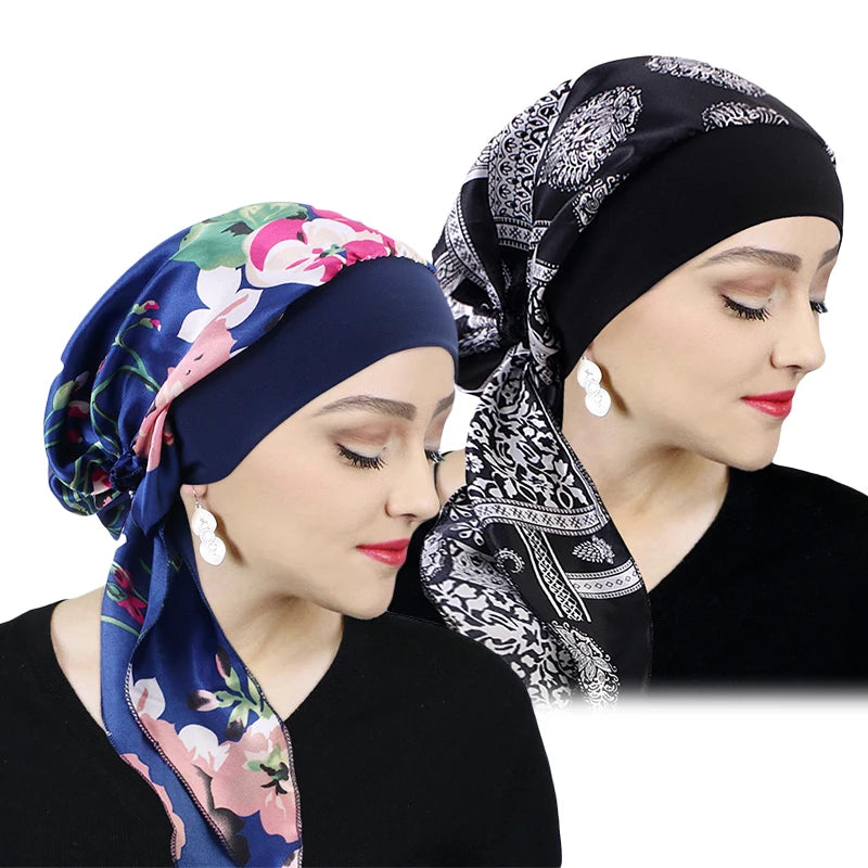 Headscarf Women Elastic Muslim Female Turban Cancer Chemo Hat Hair Loss Cover Head Wrap Headwear Stretch Bandana