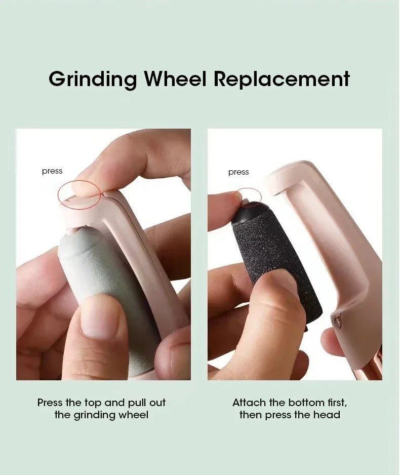 USB Electric Dead Skin Pedicure Automatic Foot Grinder Rechargeable Roller Feet Pedicure Tool with 2 Removable Roller Heads