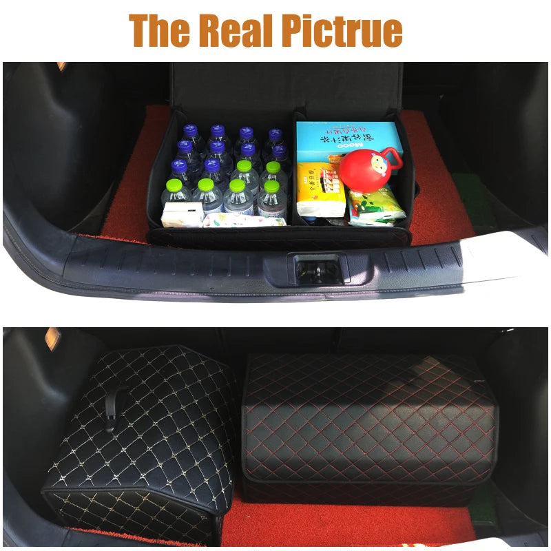 Large Capacity Car Trunk Organizer – Foldable Leather Storage Box for Emergency & Everyday Use