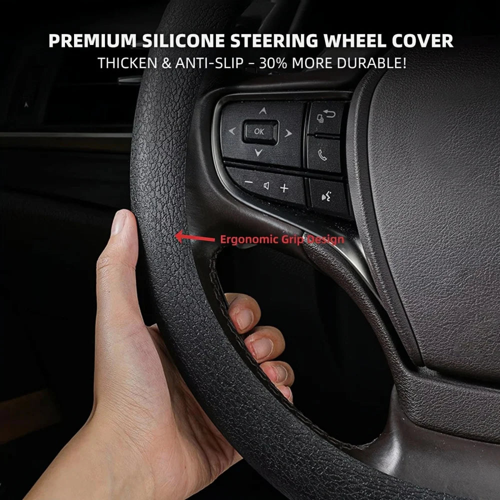 Anti-Skid Silicone Steering Wheel Cover – Comfortable Grip, Universal Fit