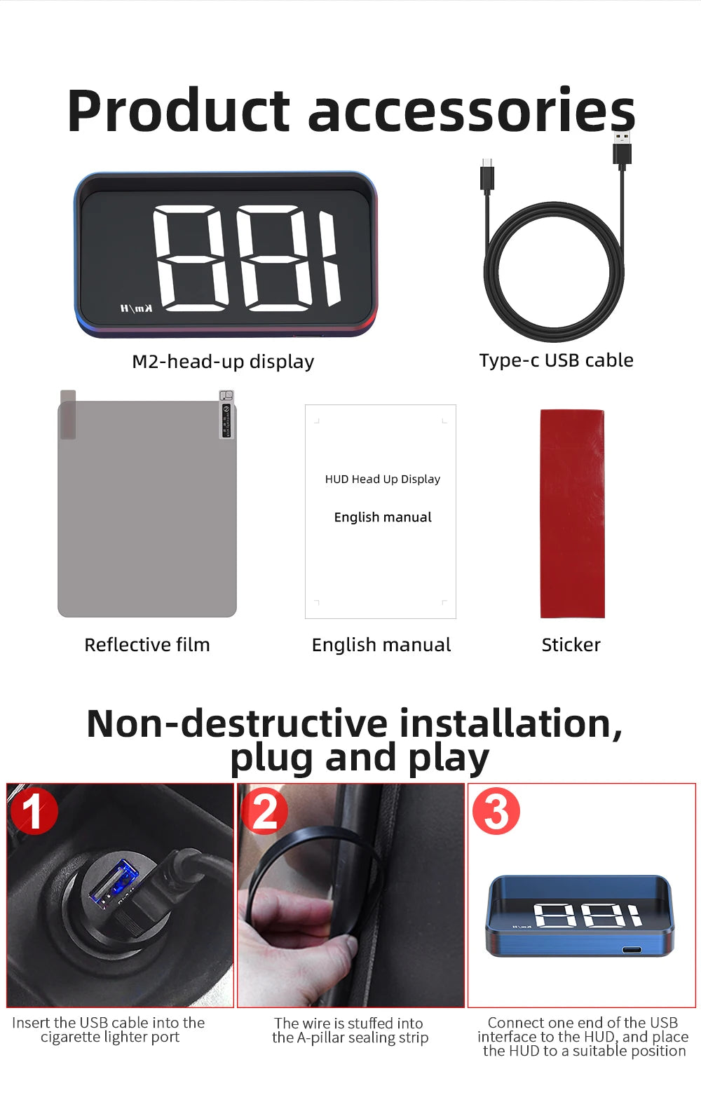 M2 Universal Digital GPS Car Head-Up Display & Speedometer