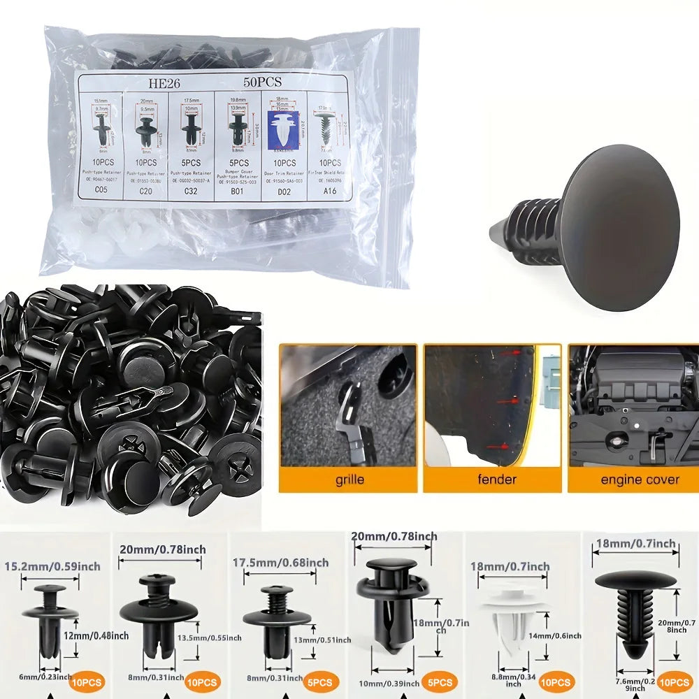 Universal Car Body Push Retainer Clip & Fastener Kit