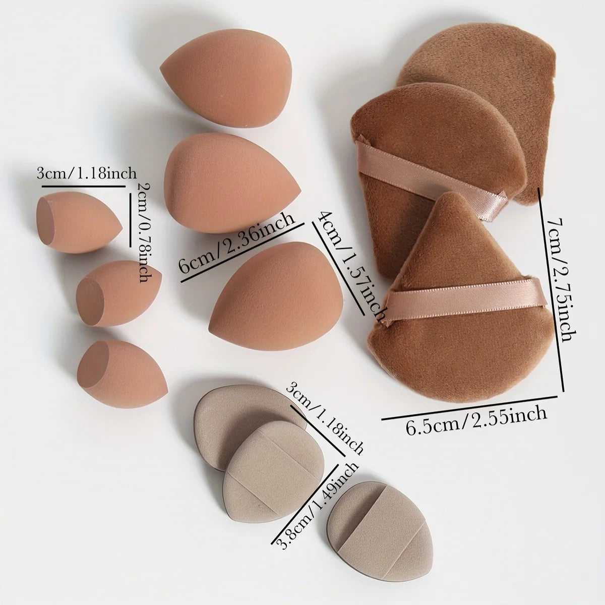 12-Piece Professional Makeup Sponge & Powder Puff Set