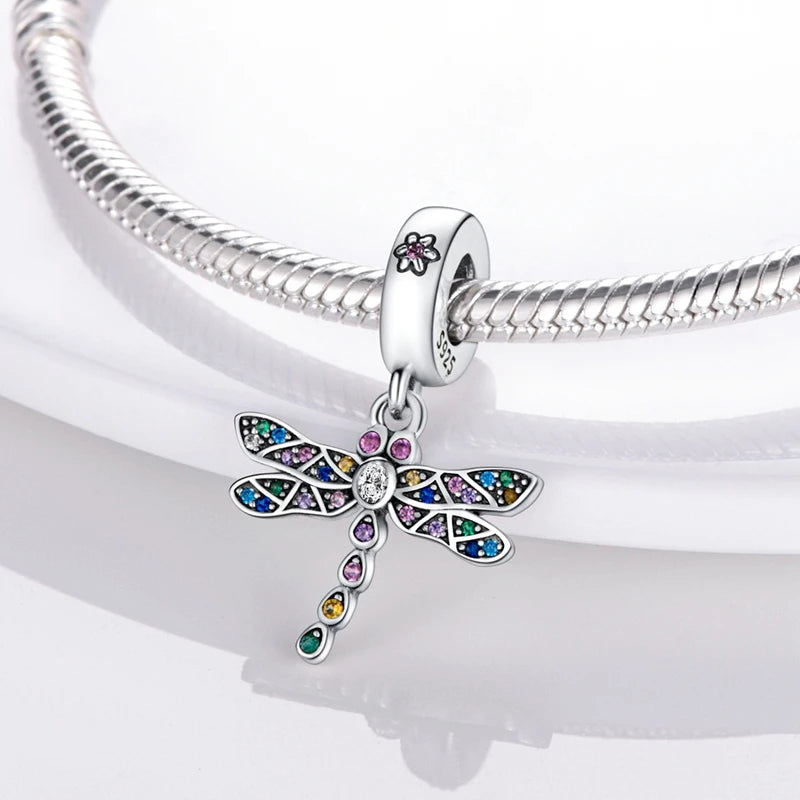 Original 925 Sterling Silver Charm Beads Glowing Luminous Firefly Butterfly Pendant for Bracelet Charm Jewelry