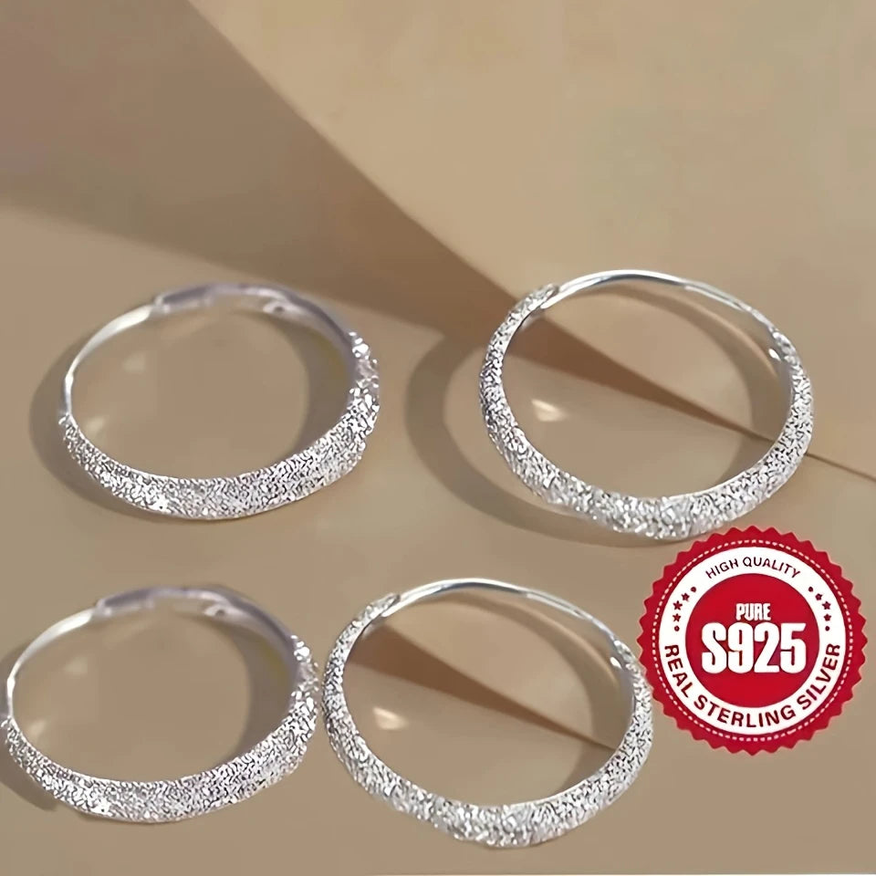 Pure Silvery Earrings For Women Frosted Sparkling Starry Circle Earrings  Valentine's Day Mother's Day Jewelry Gifts