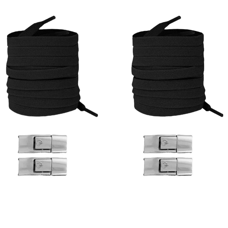 Widened Flat No-Tie Elastic Shoelaces with Press Lock