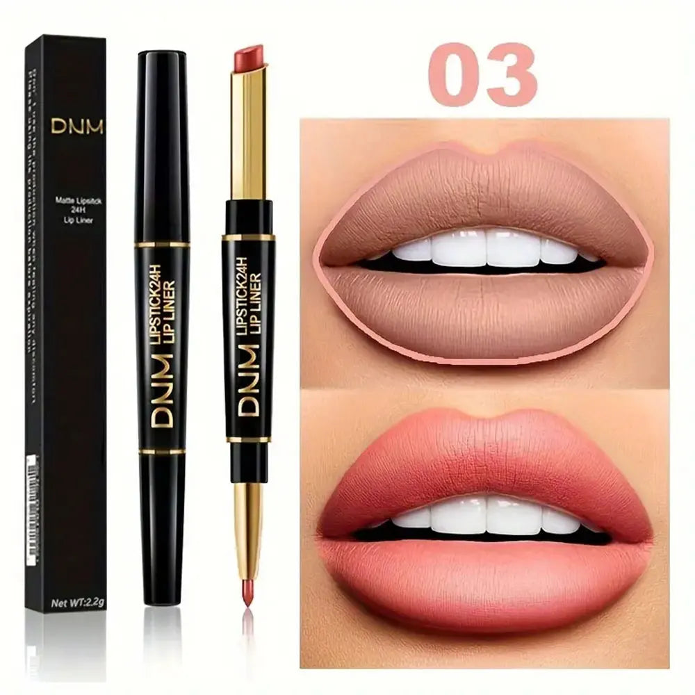 Double-ended Non-stick Cup Long Lasting Lipstick Lip Liner High Pigmented Waterproof