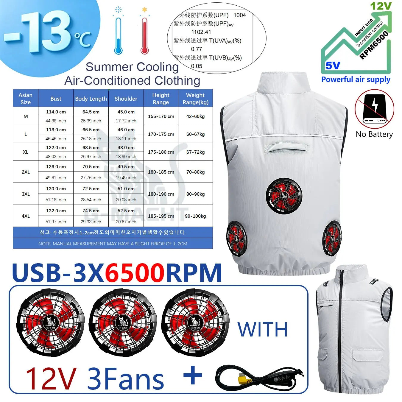 4-Fan USB Cooling Vest – Breathable Summer Workwear for Men & Women