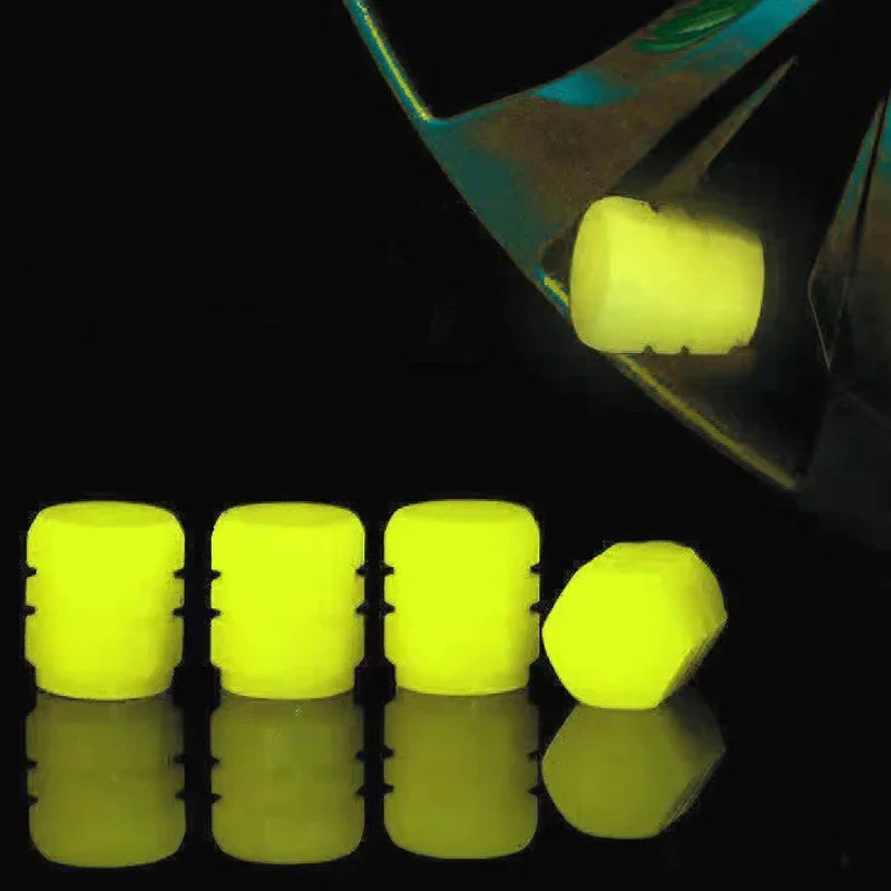 Fluorescent Night-Glowing Car & Bike Tire Valve Caps