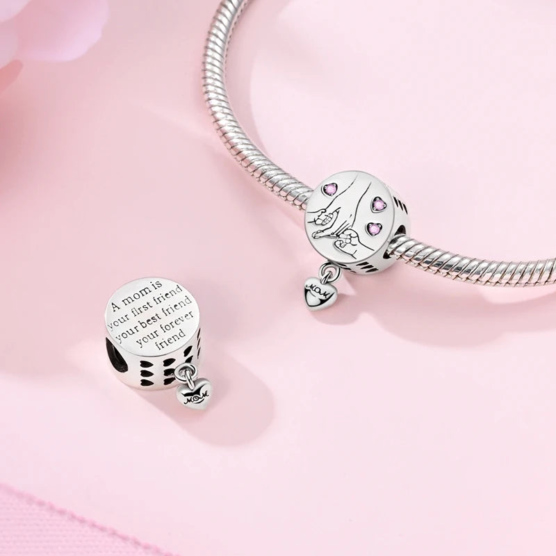 925 Sterling Silve Charms Beads Forever Love Heart Sister Family Life Charms Dangle For Bracelet Woman Jewelry Gifts