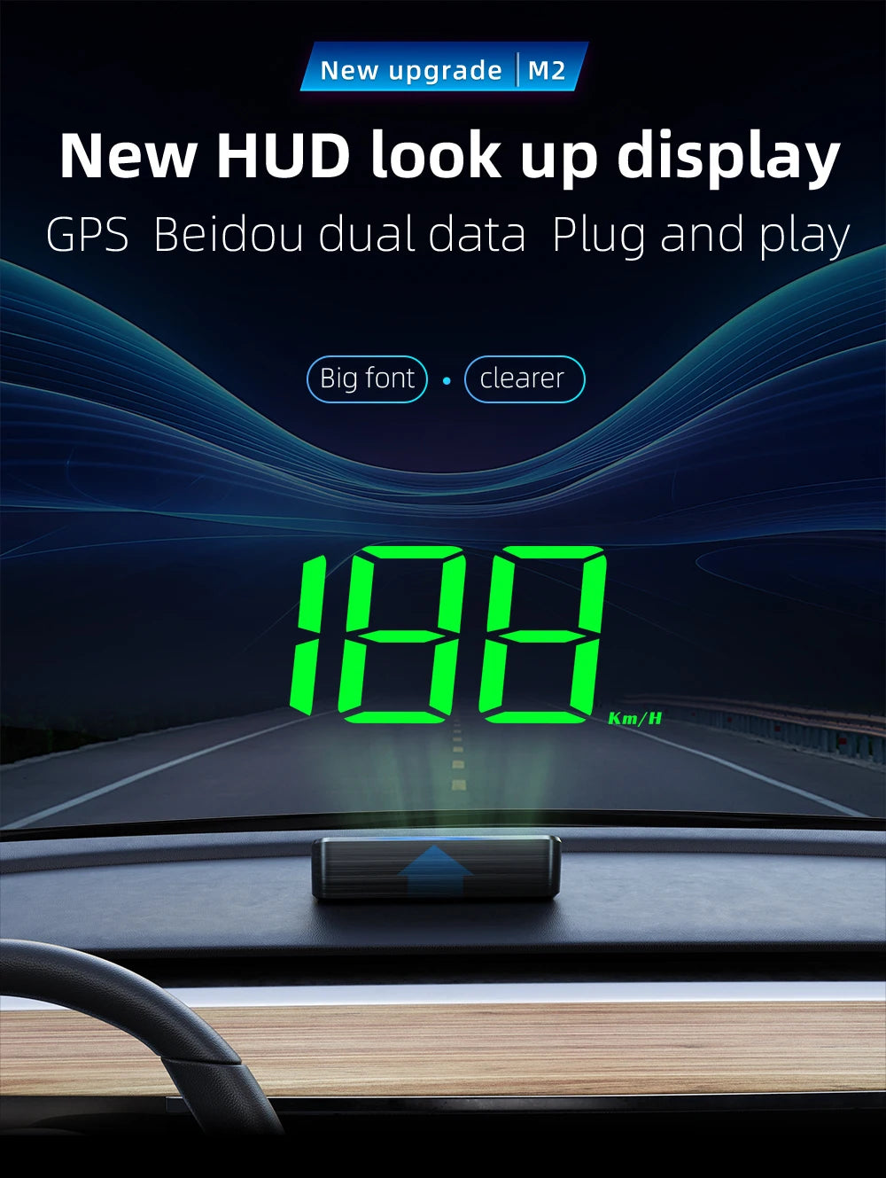 M2 Universal Digital GPS Car Head-Up Display & Speedometer