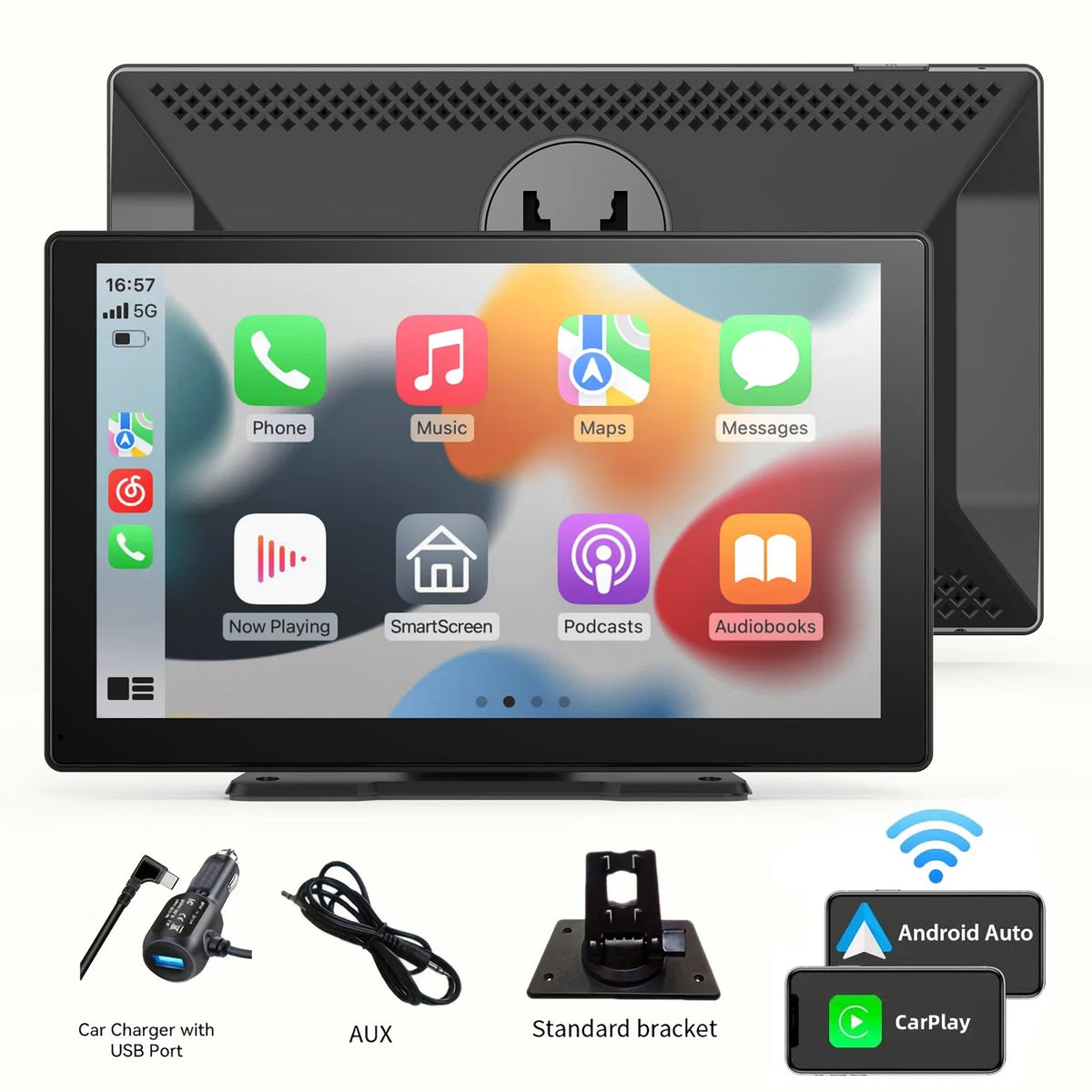 Universal Portable Wireless Carplay Screen for Car with Android Auto Touchscreen Car Stereo System