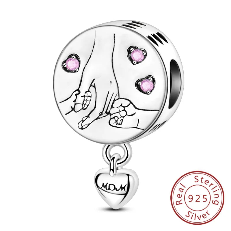 925 Sterling Silve Charms Beads Forever Love Heart Sister Family Life Charms Dangle For Bracelet Woman Jewelry Gifts