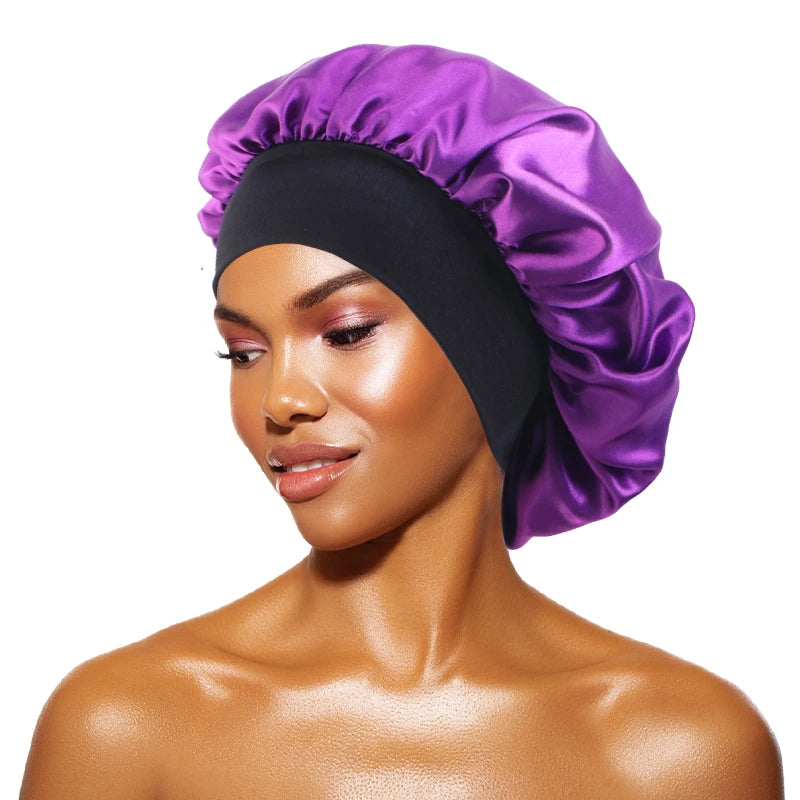 Wide-Brimmed Satin Sleep Bonnet – Hair Care Night Cap