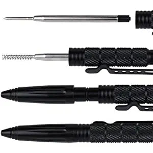 Military Tactical Pen, Professional Self Defense Pen, Emergency Glass Breaker Pen - Tungsten Steel, Writing Tool with 6 Refill