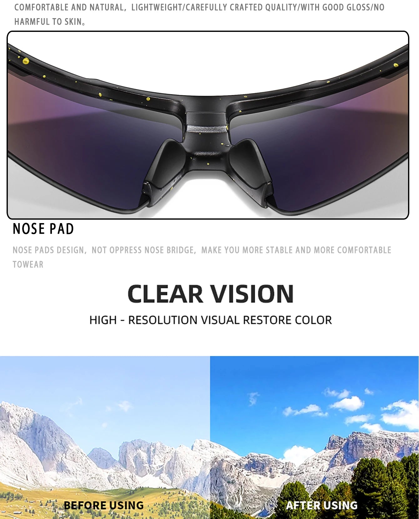 3 Pairs Fishing Sunglasses Sports Men Women Bike Glasses Cycling Mtb Bicycle Eyewear Large Windproof Goggles UV400