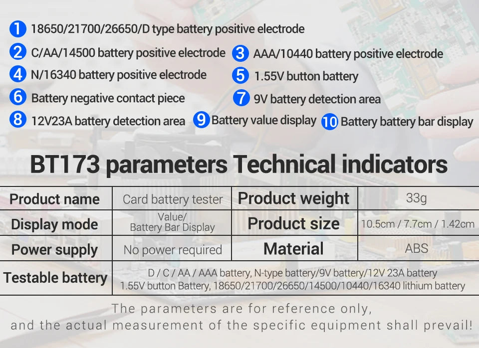 ANENG BT173 Universal Digital Battery Tester