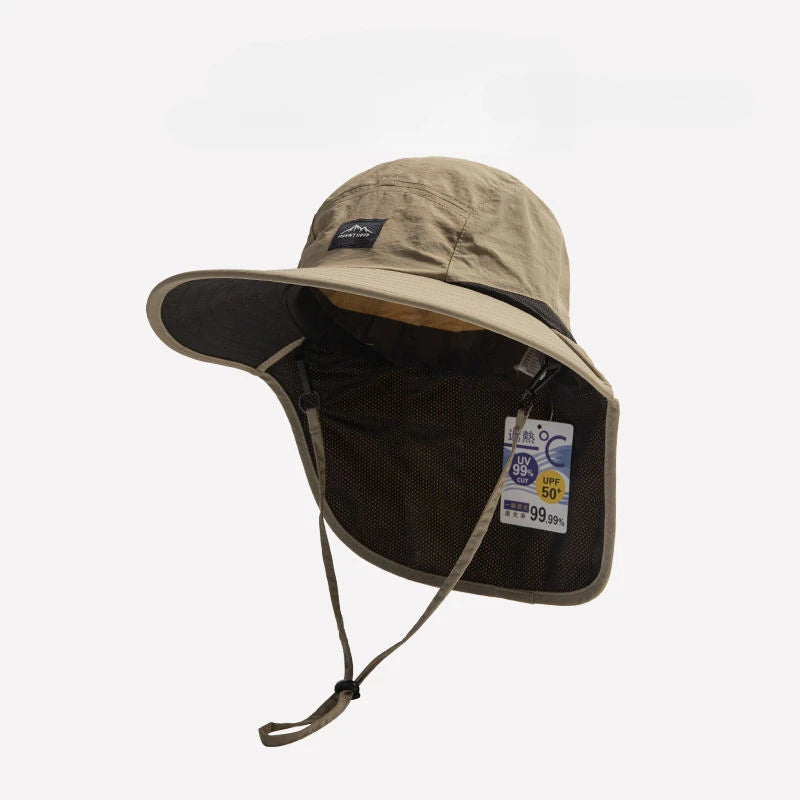 Unisex Summer Wide Brim Waterproof Quick-drying Panama Caps Outdoor Visor Bucket Hats Mesh Breathable Sun Hat with Neck Flap