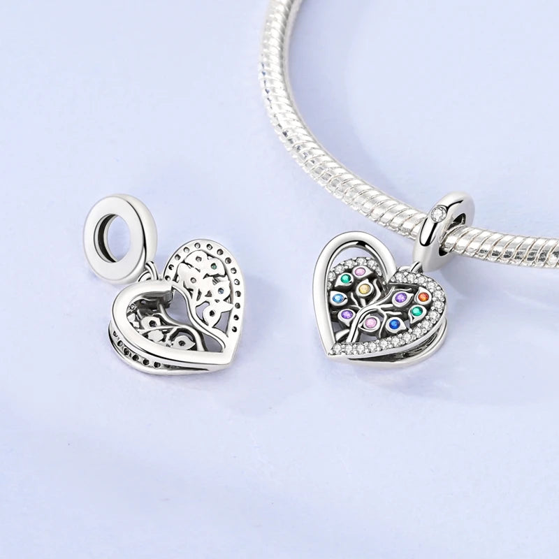 925 Sterling Silve Charms Beads Forever Love Heart Sister Family Life Charms Dangle For Bracelet Woman Jewelry Gifts