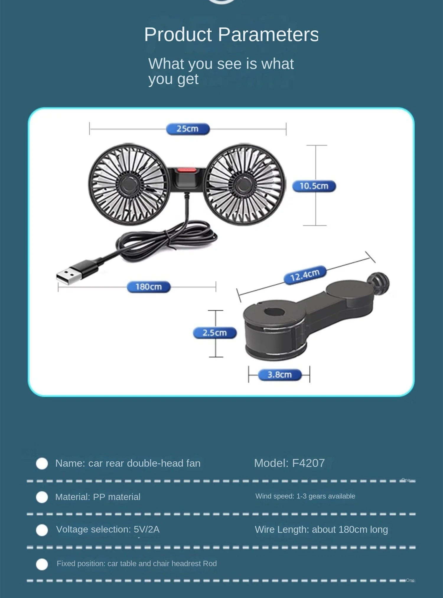 Car Fan  3-speed Car Seat Back Cooling Fan USB Charge Dual Head Fan 360 Degree Rotation Neck Cooler for Summer Car Accessories