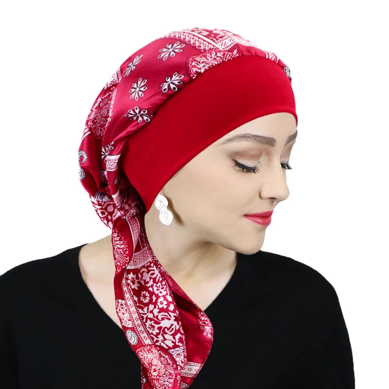 Headscarf Women Elastic Muslim Female Turban Cancer Chemo Hat Hair Loss Cover Head Wrap Headwear Stretch Bandana