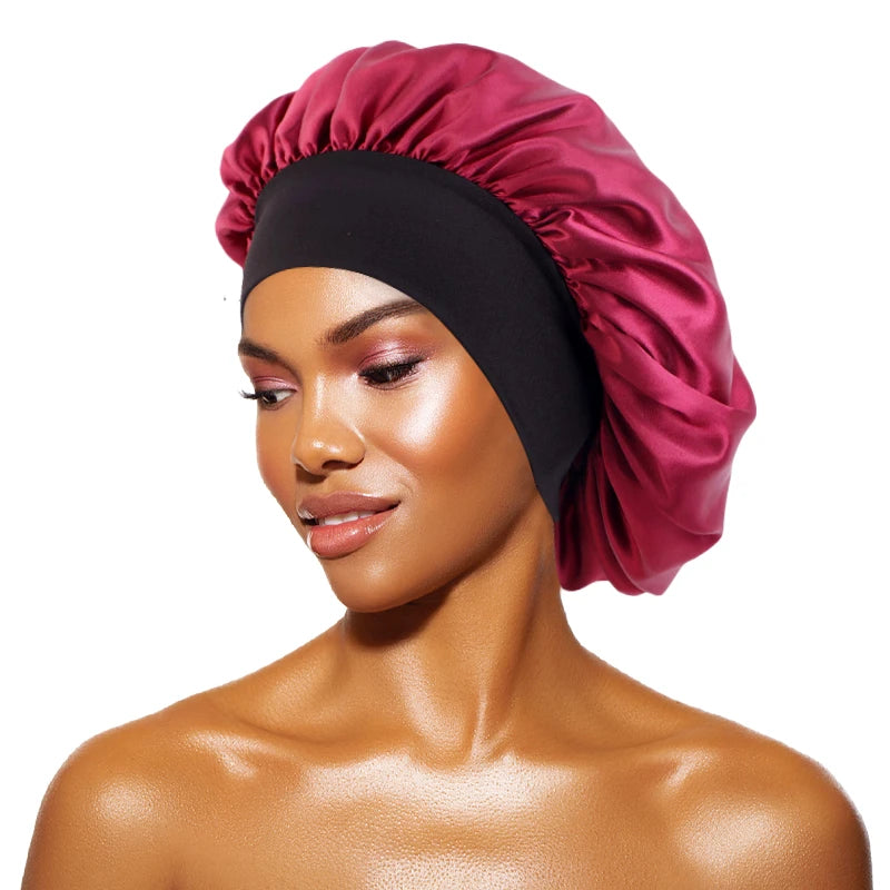 Wide-Brimmed Satin Sleep Bonnet – Hair Care Night Cap