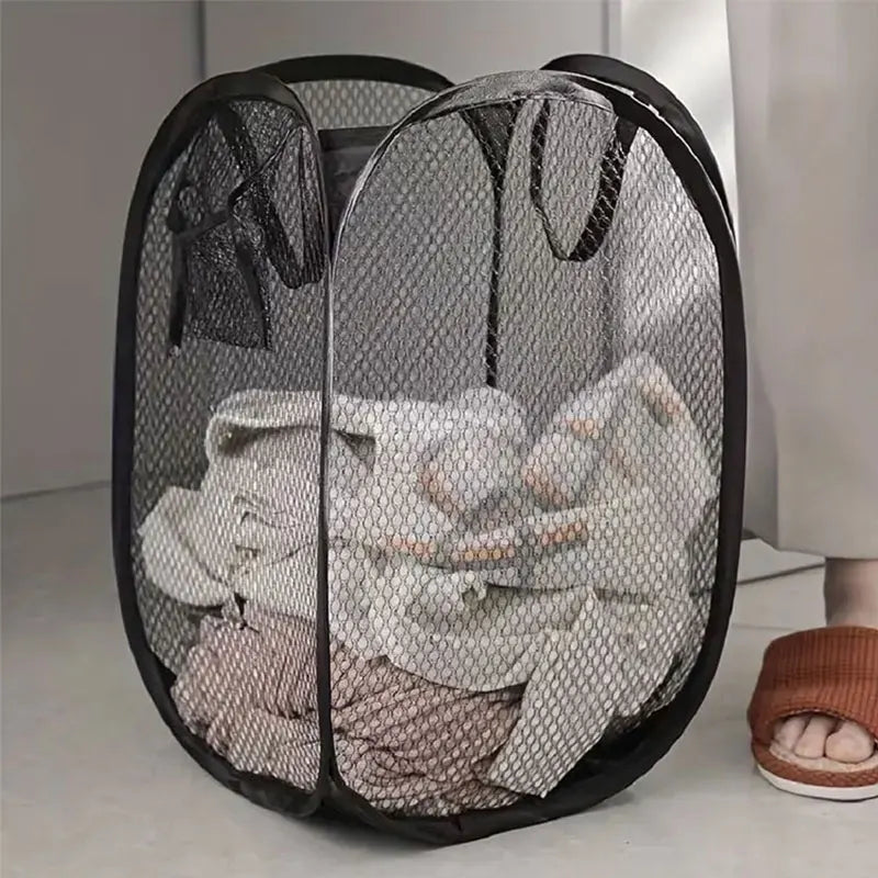 Foldable Large-Capacity Mesh Pop-Up Laundry Basket