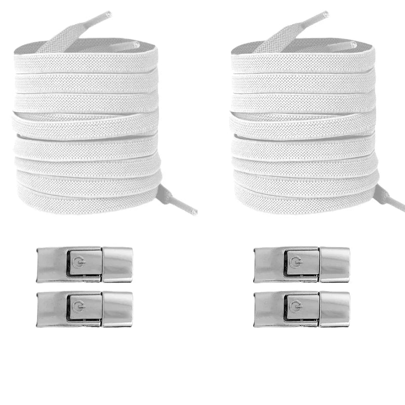 Widened Flat No-Tie Elastic Shoelaces with Press Lock