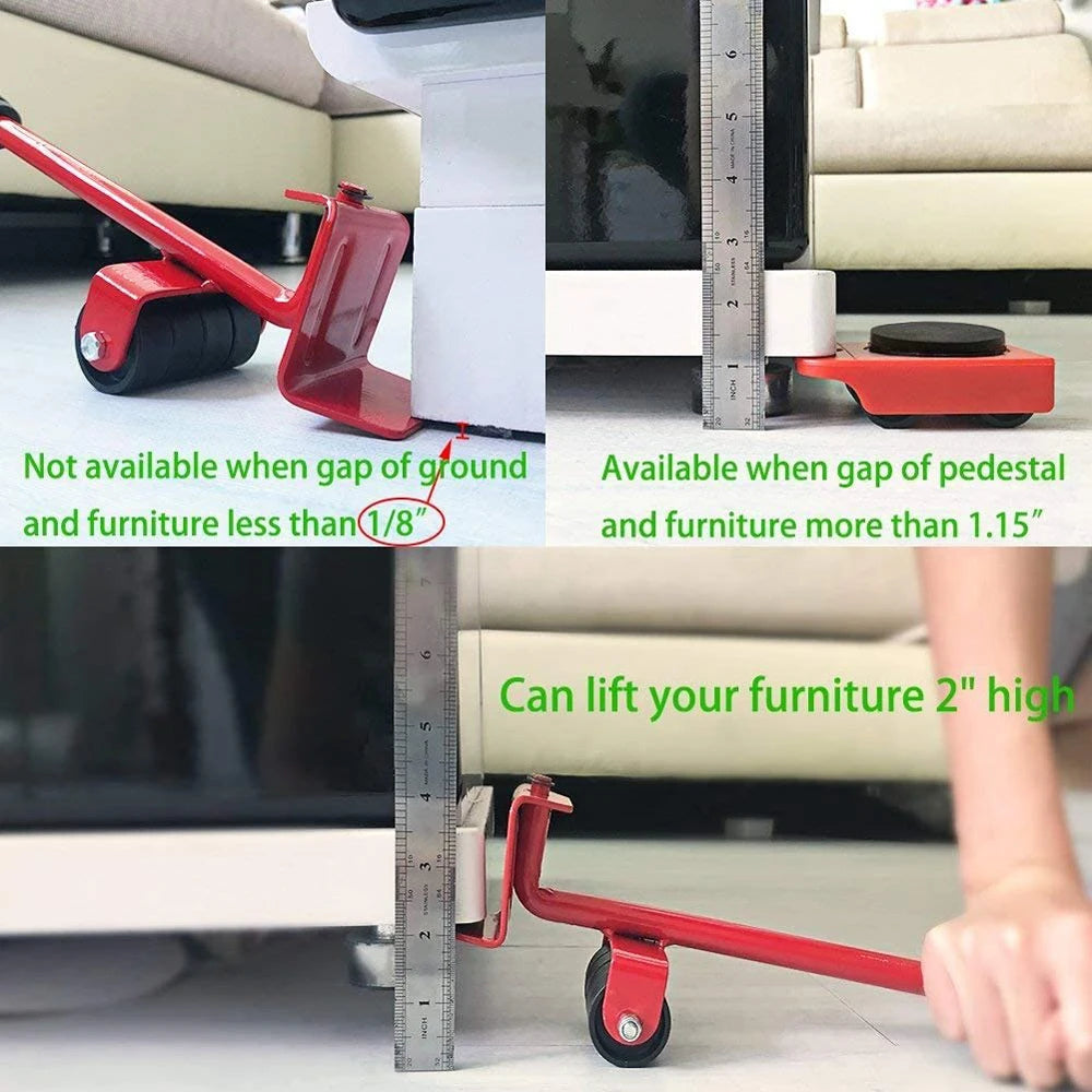 Professional Furniture Mover Tool Set Heavy Stuffs Transport Lifter Wheeled Mover Roller with Wheel Bar Moving Hand Device