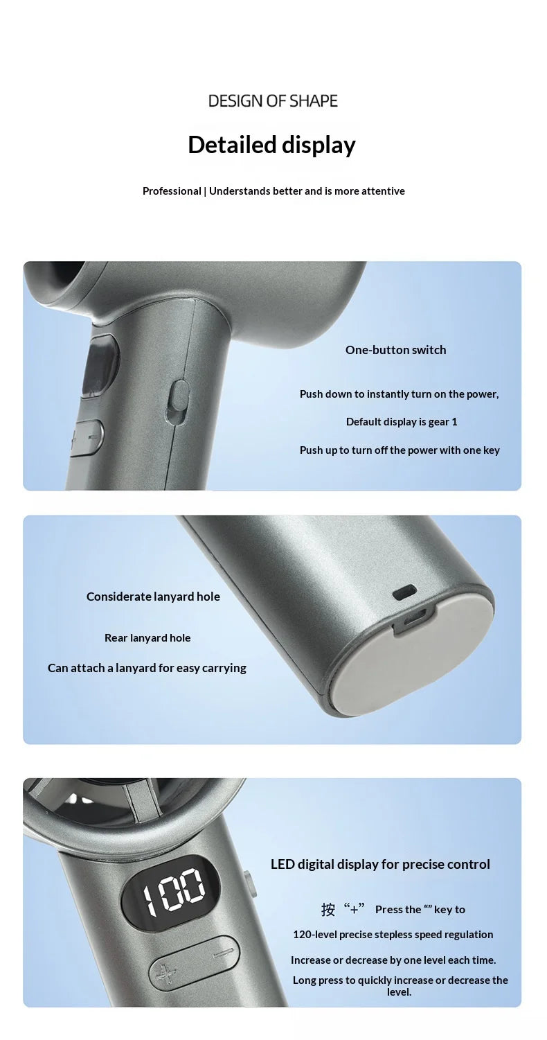 Portable Handheld Fan USB Rechargeable High-Speed Electric Cooling Fan for Personal Use