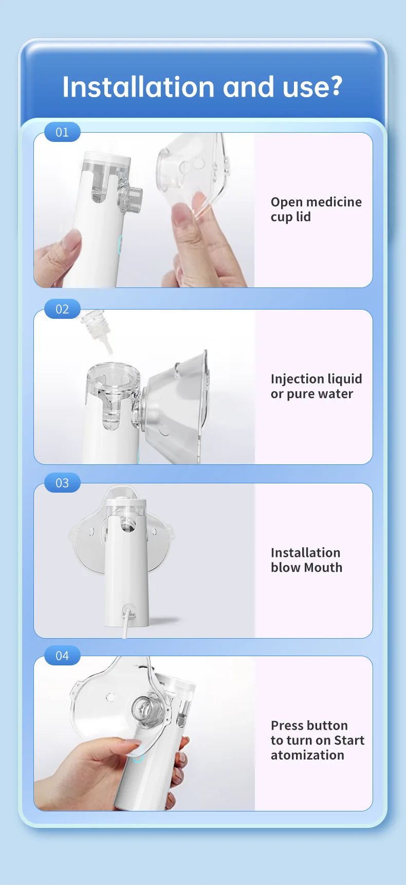 Portable Silent Mesh Nebulizer & Handheld Inhaler