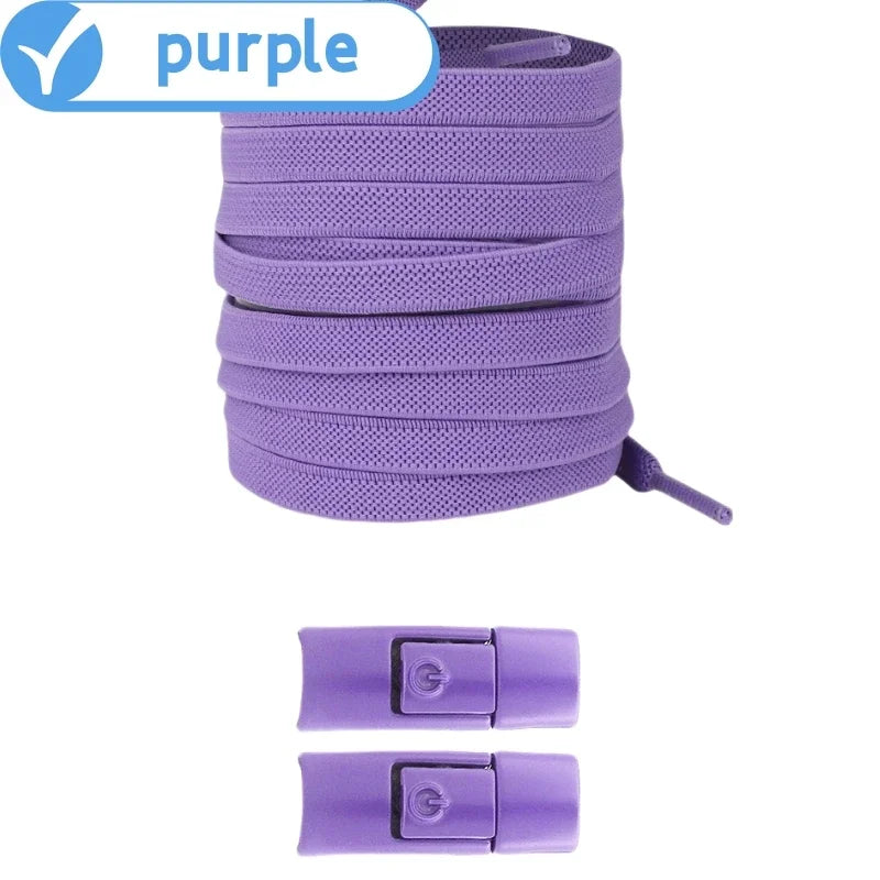 Widened Flat No-Tie Elastic Shoelaces with Press Lock