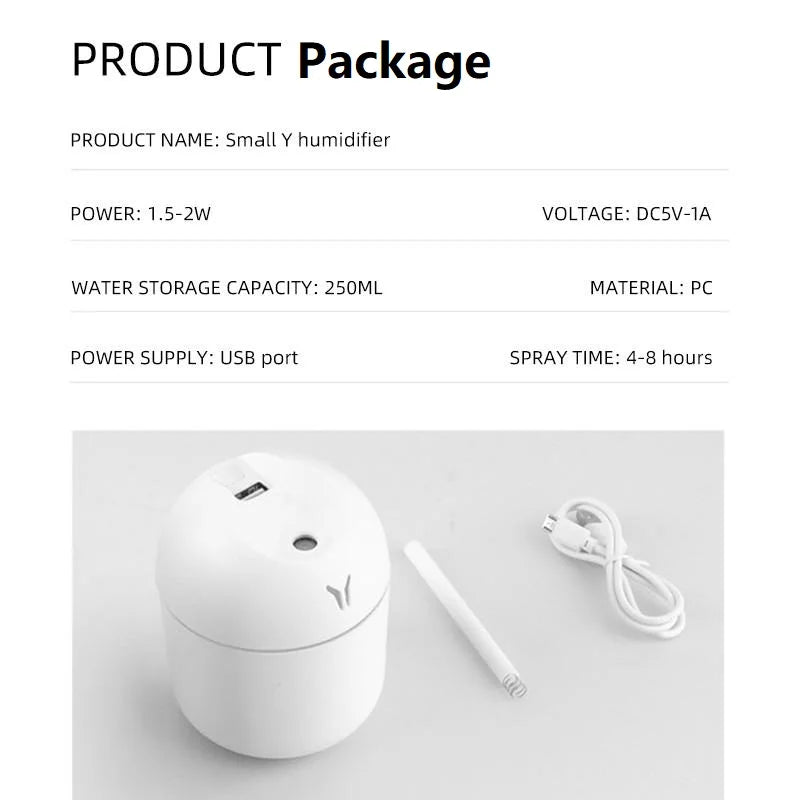 250ml USB Mini Ultrasonic Air Humidifier & Diffuser