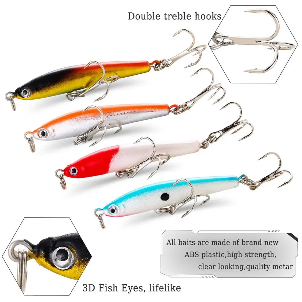 Fishing Bait Set 4PCS Wobbler Anti-corrosion Hook Bass Fishing Lure for Sea Carp Fishing Tackles De Pesca