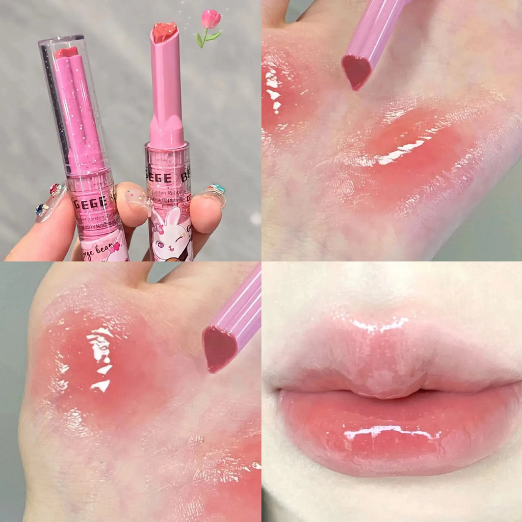 Pink Solid Lip Gloss Moisturizing Watery Colored Lip Balm Long-lasting and Tender Lip Balm