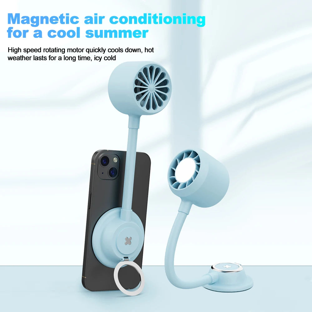 Multifunctional Handheld Mini Fan with Magnetic Phone Holder & Night Light