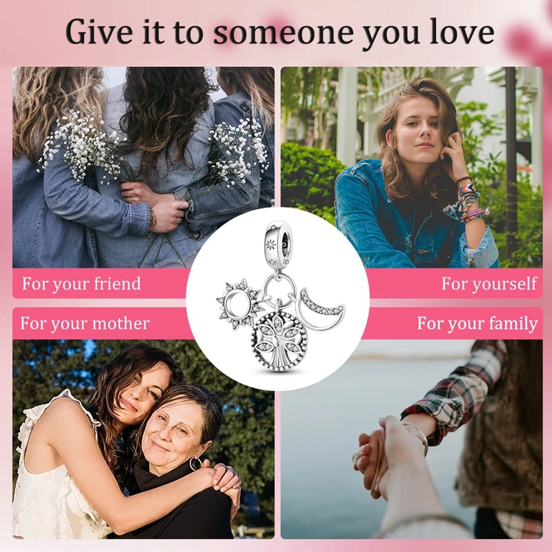 925 Sterling Silve Charms Beads Forever Love Heart Sister Family Life Charms Dangle For Bracelet Woman Jewelry Gifts