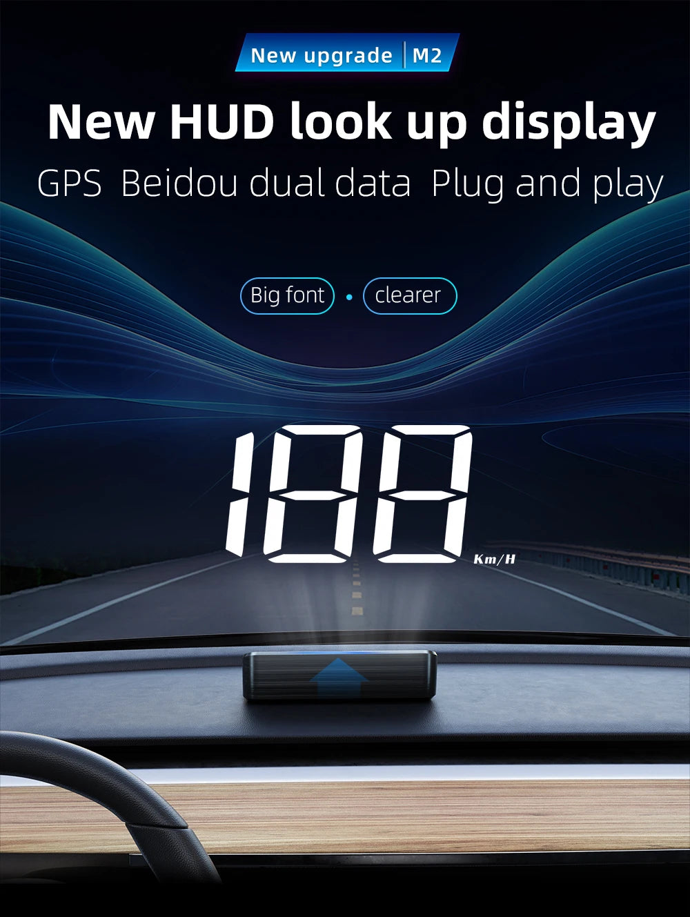 M2 Universal Digital GPS Car Head-Up Display & Speedometer